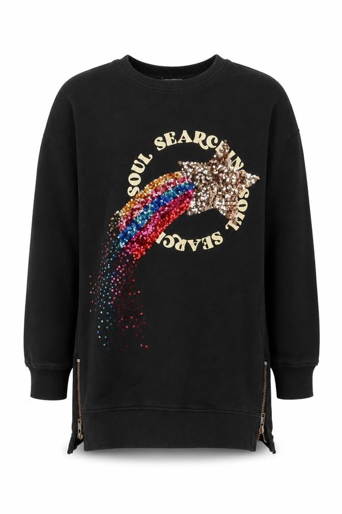 Next Girls Black Cotton Pullover Sweatshirt Size 9 Years Pullover