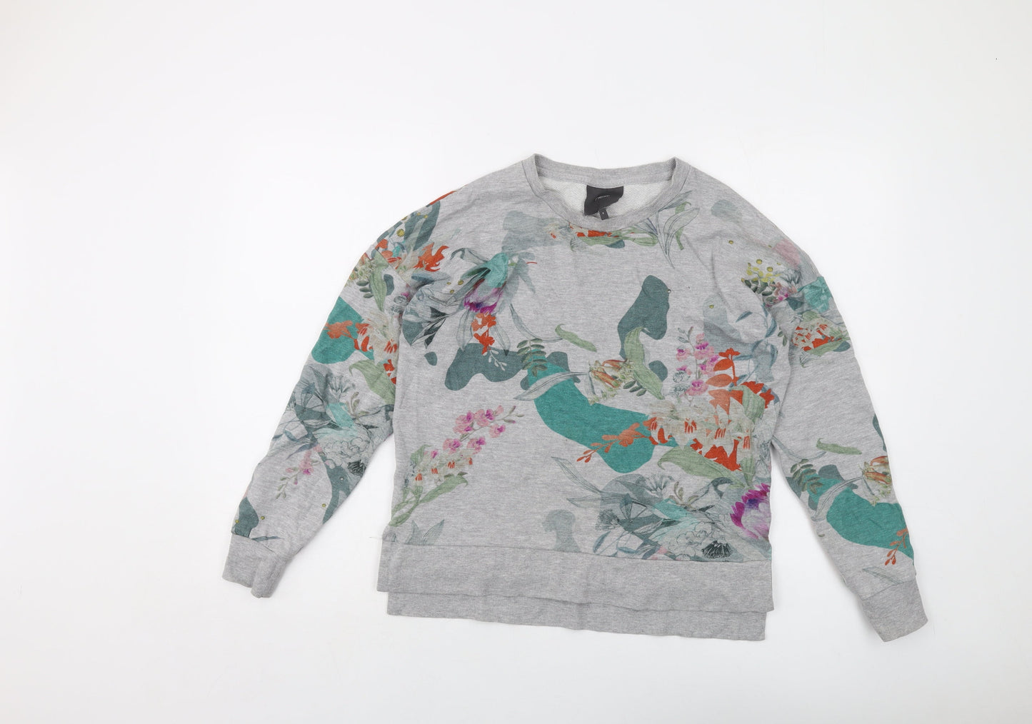 NEXT Womens Grey Floral Cotton Pullover Sweatshirt Size 8 Pullover