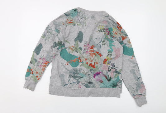 NEXT Womens Grey Floral Cotton Pullover Sweatshirt Size 8 Pullover