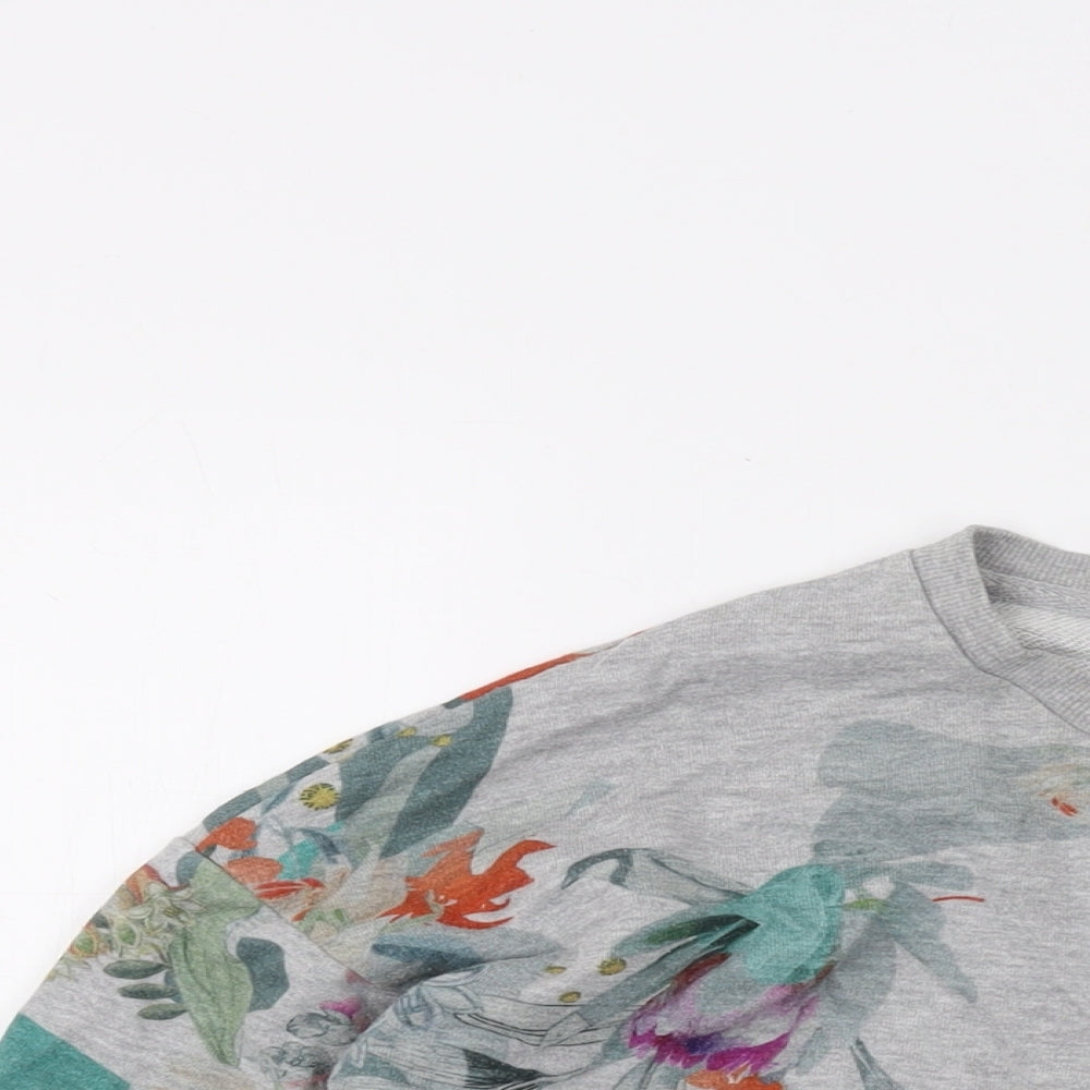 NEXT Womens Grey Floral Cotton Pullover Sweatshirt Size 8 Pullover