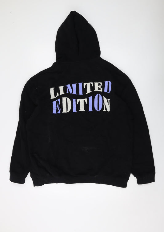 Boohoo Mens Black Cotton Pullover Hoodie Size S