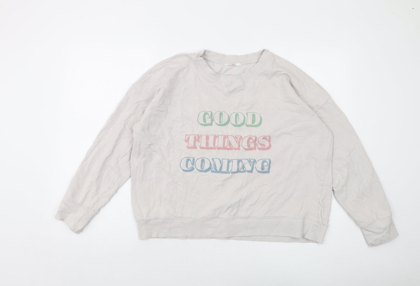 John Lewis Womens Grey Cotton Pullover Sweatshirt Size L Pullover