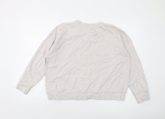 John Lewis Womens Grey Cotton Pullover Sweatshirt Size L Pullover
