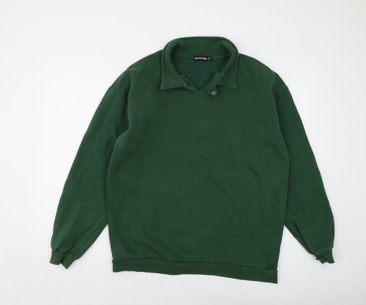 PRETTYLITTLETHING Mens Green Cotton Pullover Sweatshirt Size M