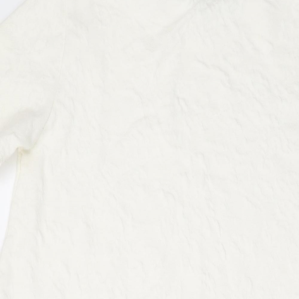 Zara Womens Ivory Polyester Tunic T-Shirt Size M Crew Neck