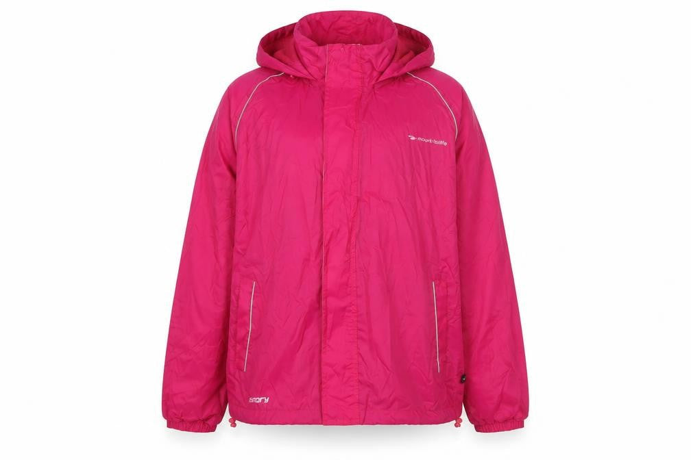 Front view of Mountain Life girls’ pink jacket, size 15-16, years zip