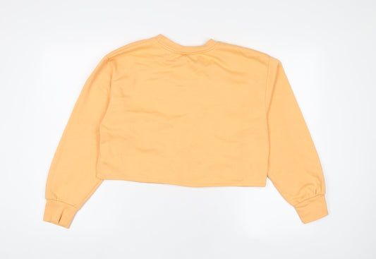 Zara Womens Orange Cotton Pullover Sweatshirt Size M Pullover