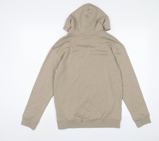 Marks and Spencer Boys Beige Cotton Pullover Hoodie Size 12-13 Years Pullover