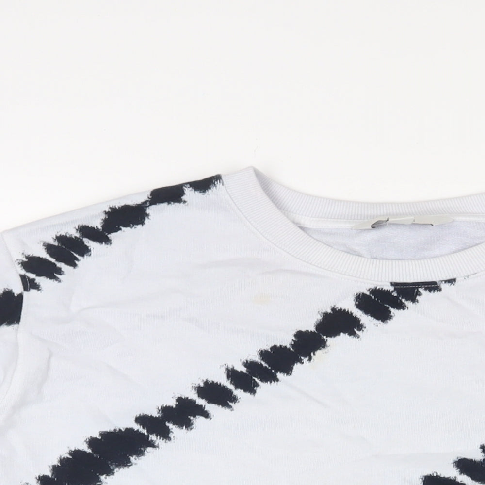 Marks and Spencer Womens White Geometric Cotton Pullover Sweatshirt Size M Pullover