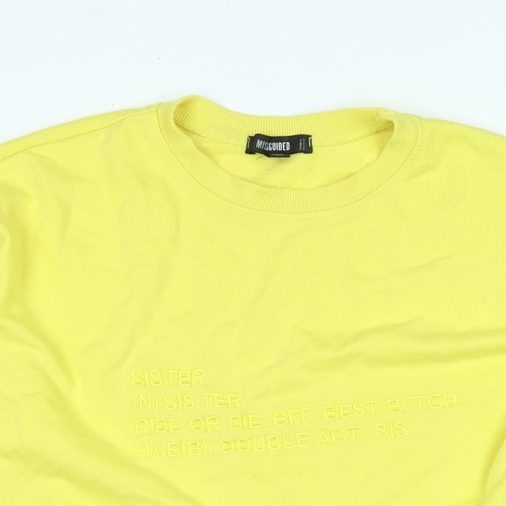 Missguided Womens Yellow Polyester Pullover Sweatshirt Size 10