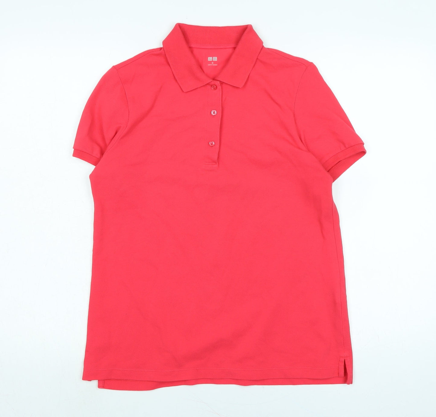 Uniqlo Womens Pink Cotton Basic Polo Size M Collared