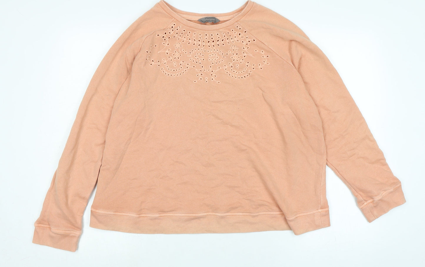 Principles Womens Orange Cotton Pullover Sweatshirt Size XL