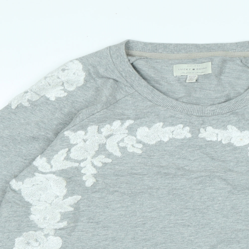 Lucky Brand Womens Grey Polyester Pullover Sweatshirt Size XS