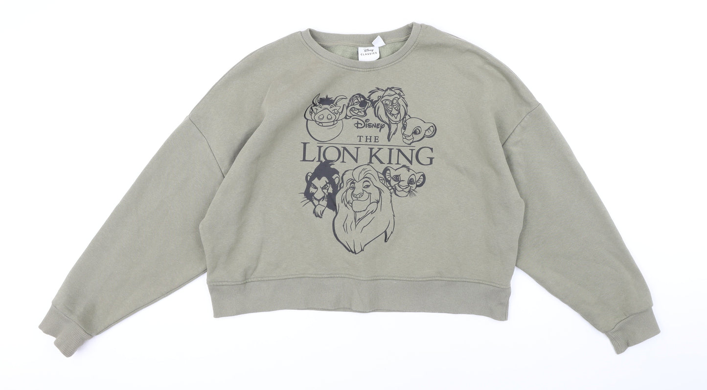 Disney Womens Green Cotton Pullover Sweatshirt Size M