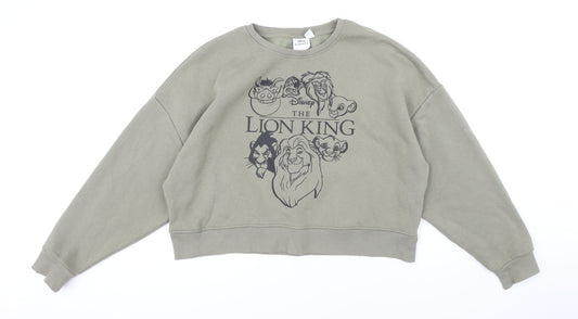 Disney Womens Green Cotton Pullover Sweatshirt Size M