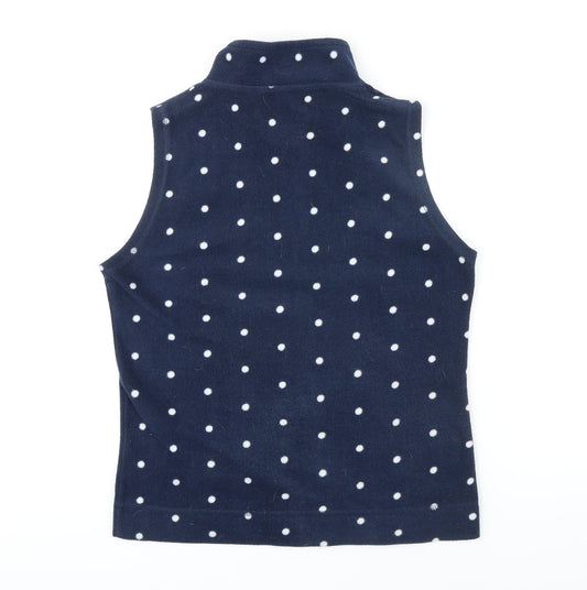 Isle Womens Blue Polka Dot Gilet Waistcoat Size S Zip