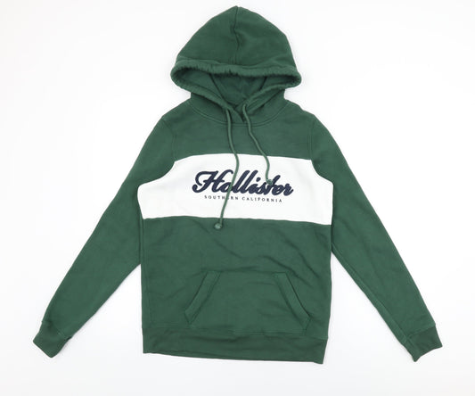 Hollister Mens Green Cotton Pullover Hoodie Size S - Hollister Logo