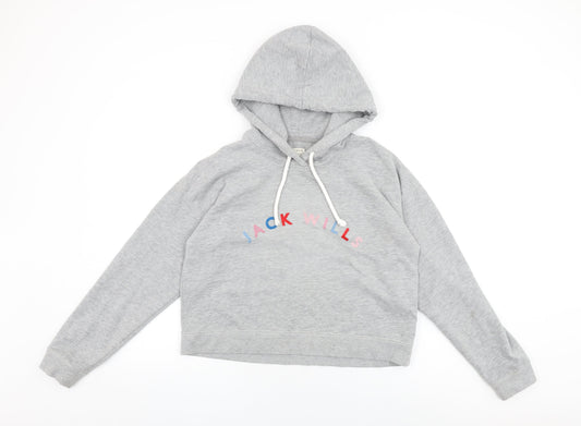Jack Wills Womens Grey Cotton Pullover Hoodie Size 12 Pullover