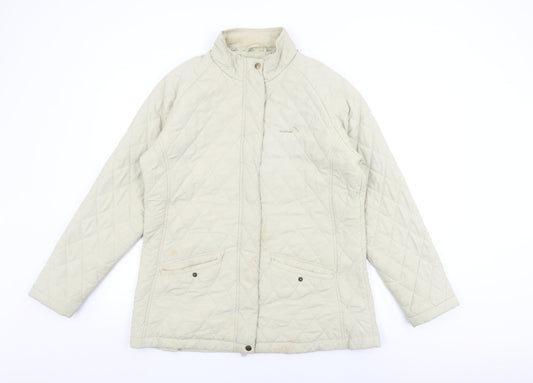 Mountain Life Womens Beige Quilted Coat Size 16 Zip