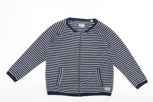 Jack Wills Womens Blue Striped Jacket Size 14 Zip