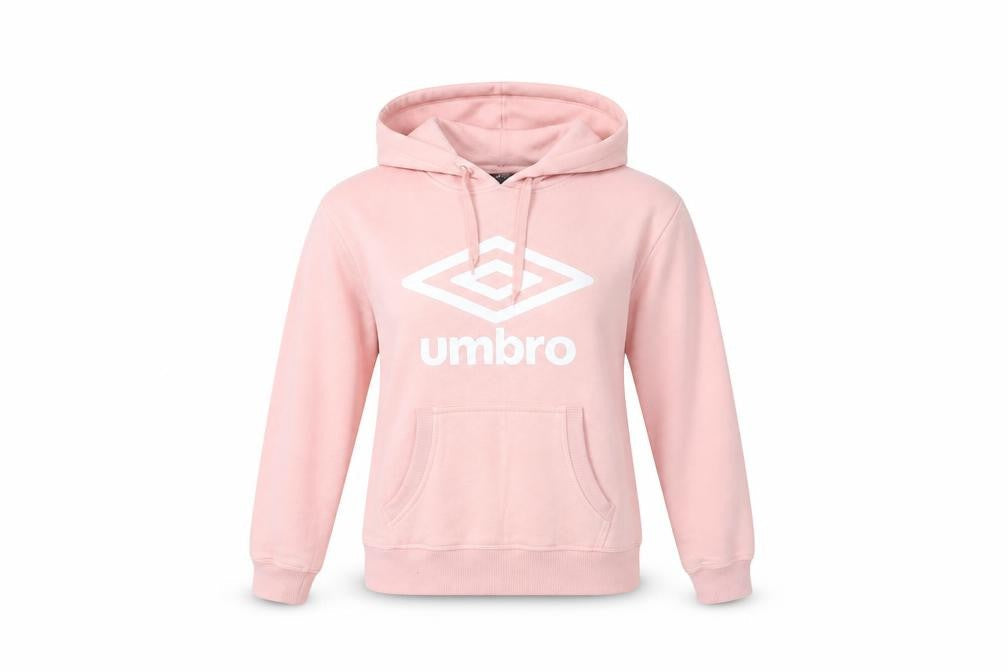 Womens UK S Regular Umbro Pink Pullover Hoodie