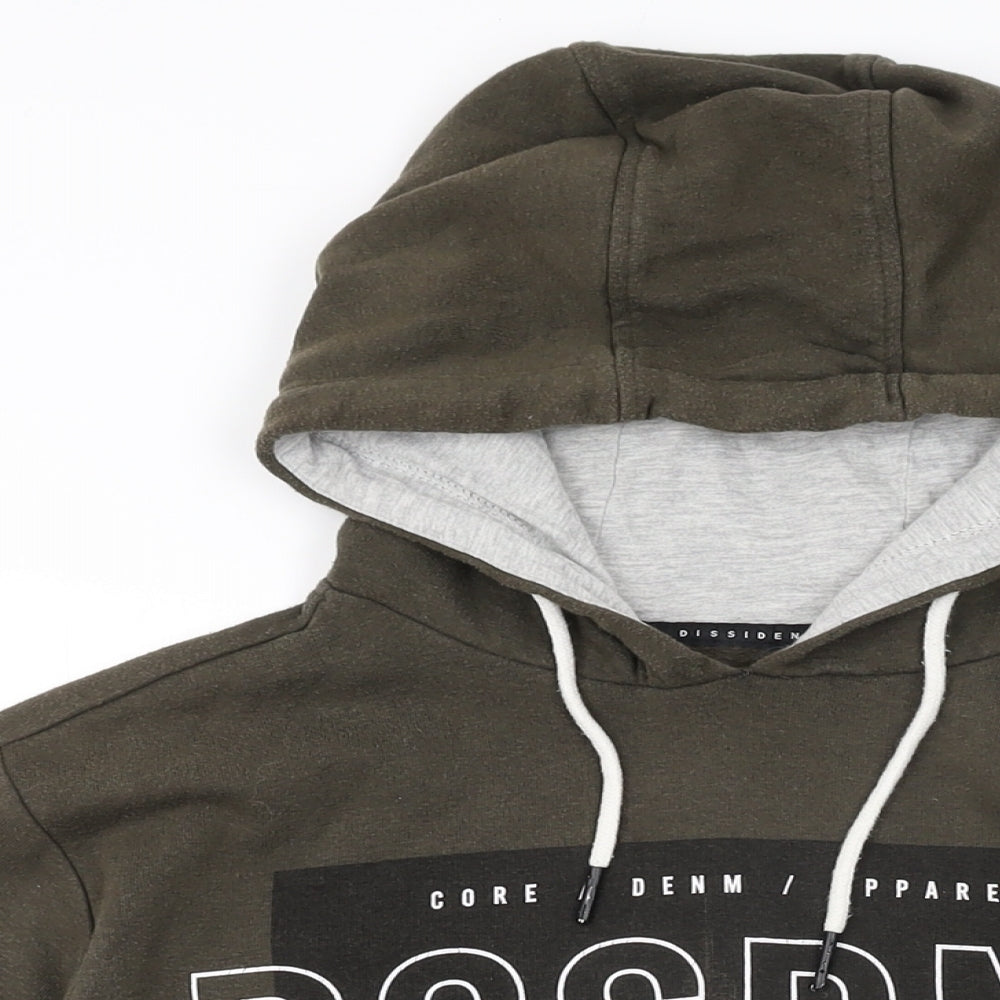 Dissident Mens Green Cotton Pullover Hoodie Size S - Dissident Logo