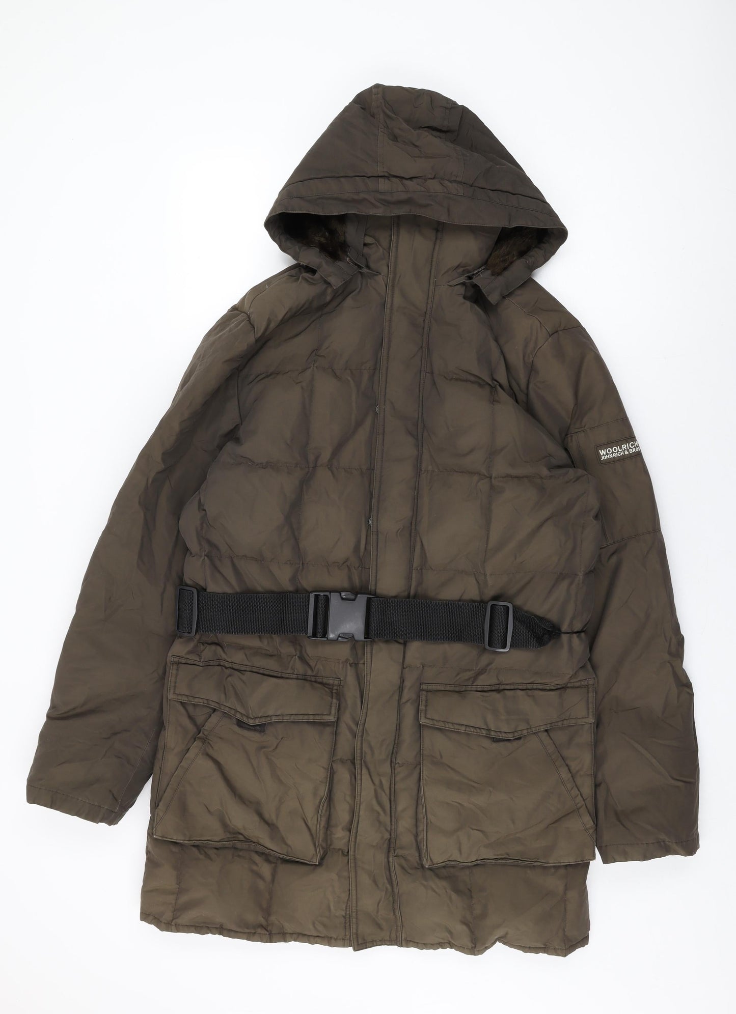 Woolrich Womens Green Overcoat Coat Size M Zip
