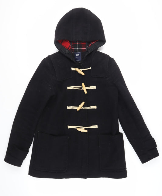 Gap Womens Black Pea Coat Coat Size S Zip - Duffle Coat Hooded