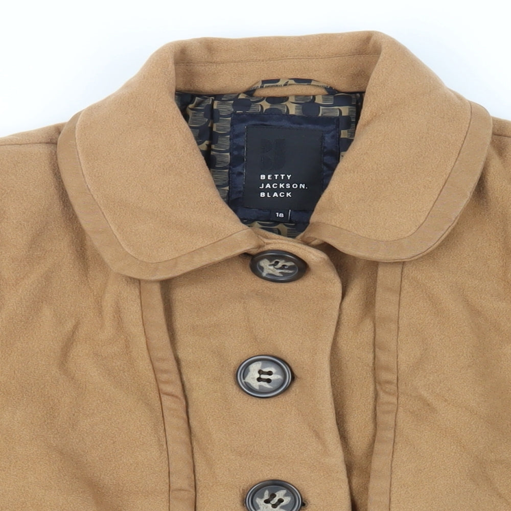 Betty Jackson Black Womens Beige Pea Coat Coat Size 18 Button