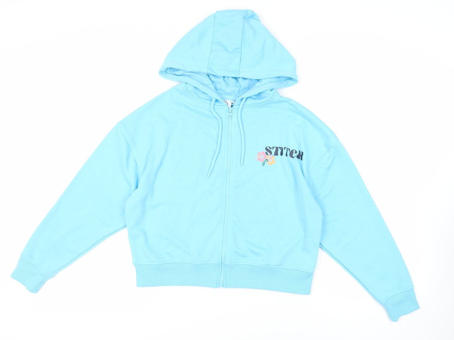 Disney Womens Blue Polyester Full Zip Hoodie Size M Zip - Stich