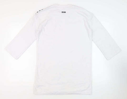 VANS Womens White Cotton Pullover Sweatshirt Size S Pullover - Logo