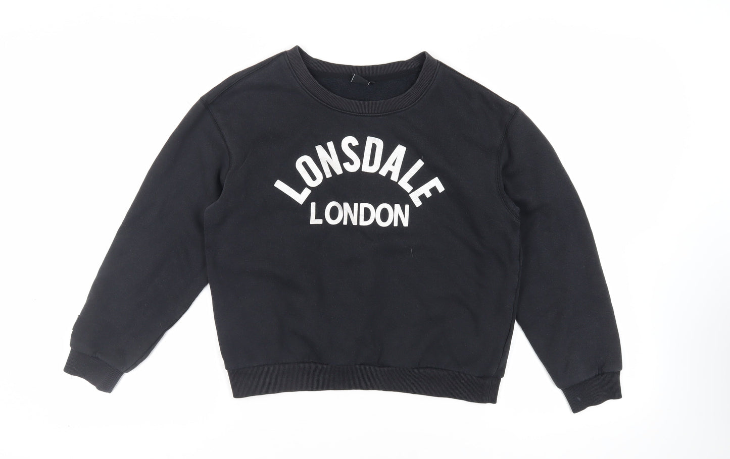 Lonsdale Womens Black Cotton Pullover Sweatshirt Size 12 Pullover - Logo