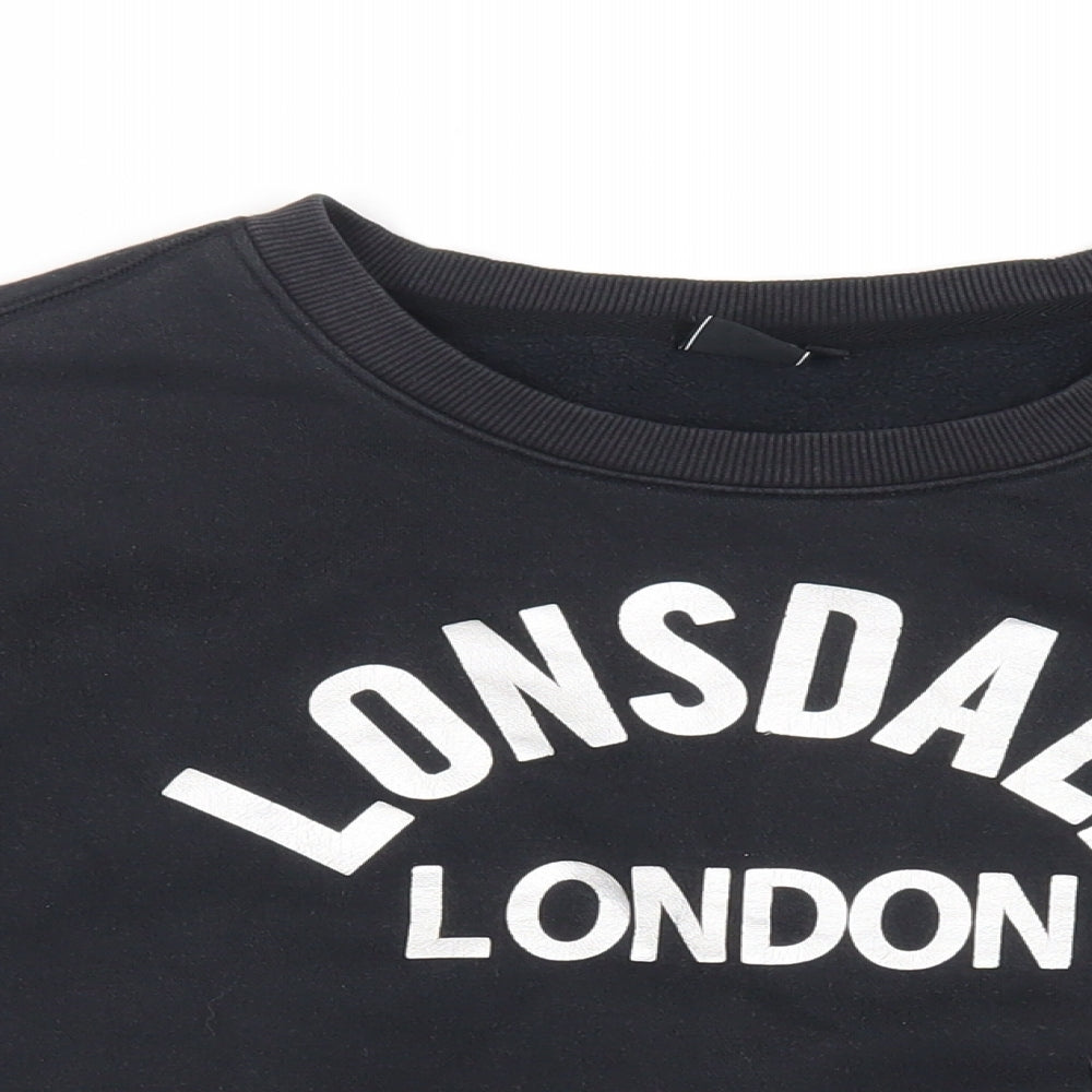 Lonsdale Womens Black Cotton Pullover Sweatshirt Size 12 Pullover - Logo