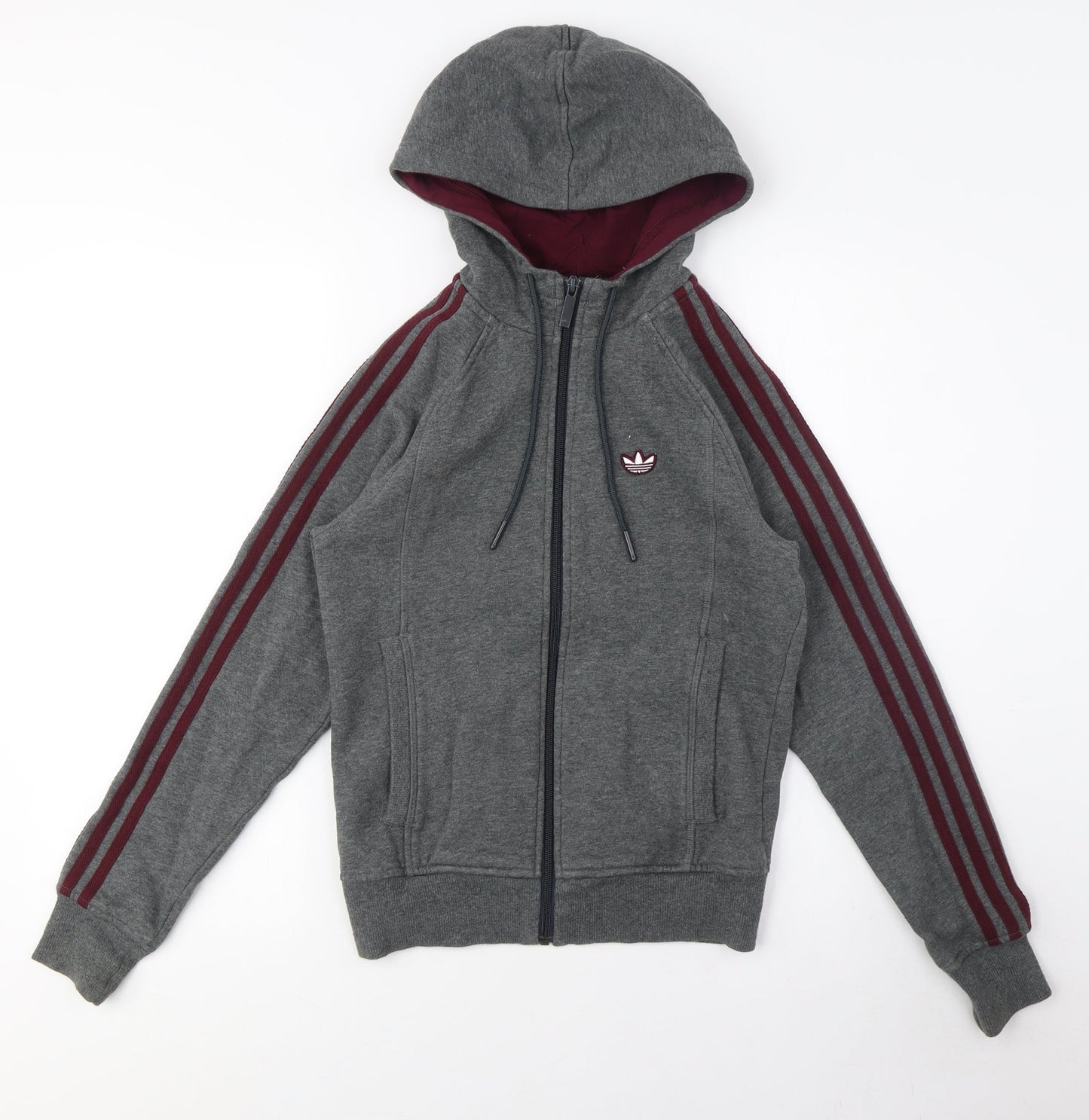 Adidas Women's Grey Full Zip Hoodie - Size L