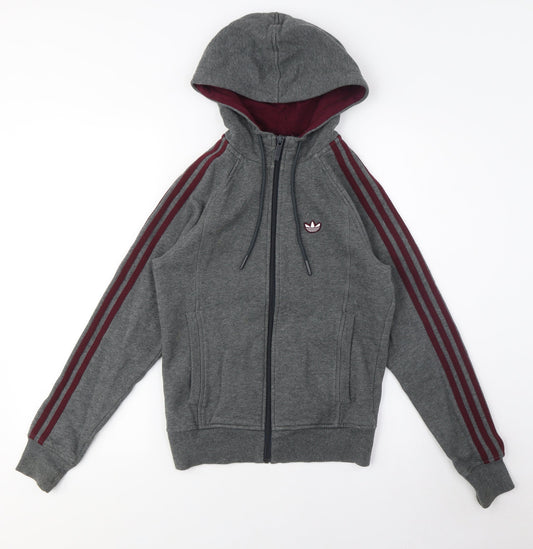 Adidas Women's Grey Full Zip Hoodie - Size L