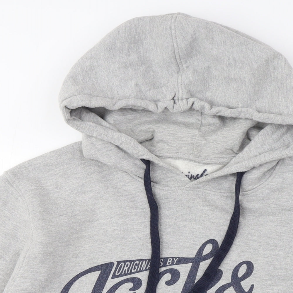 Jack & Jones Grey Pullover Hoodie M Unisex Adults