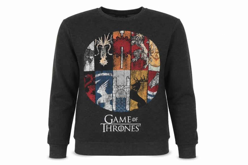 Unisex Adults UK XS Regular Game Of Thrones Black Pullover Sweatshirt