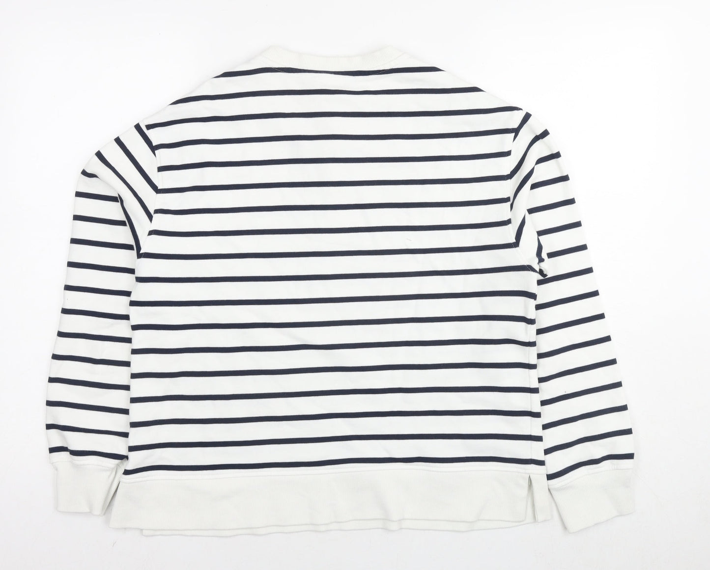 Marks and Spencer Womens White Striped Cotton Pullover Sweatshirt Size M Pullover