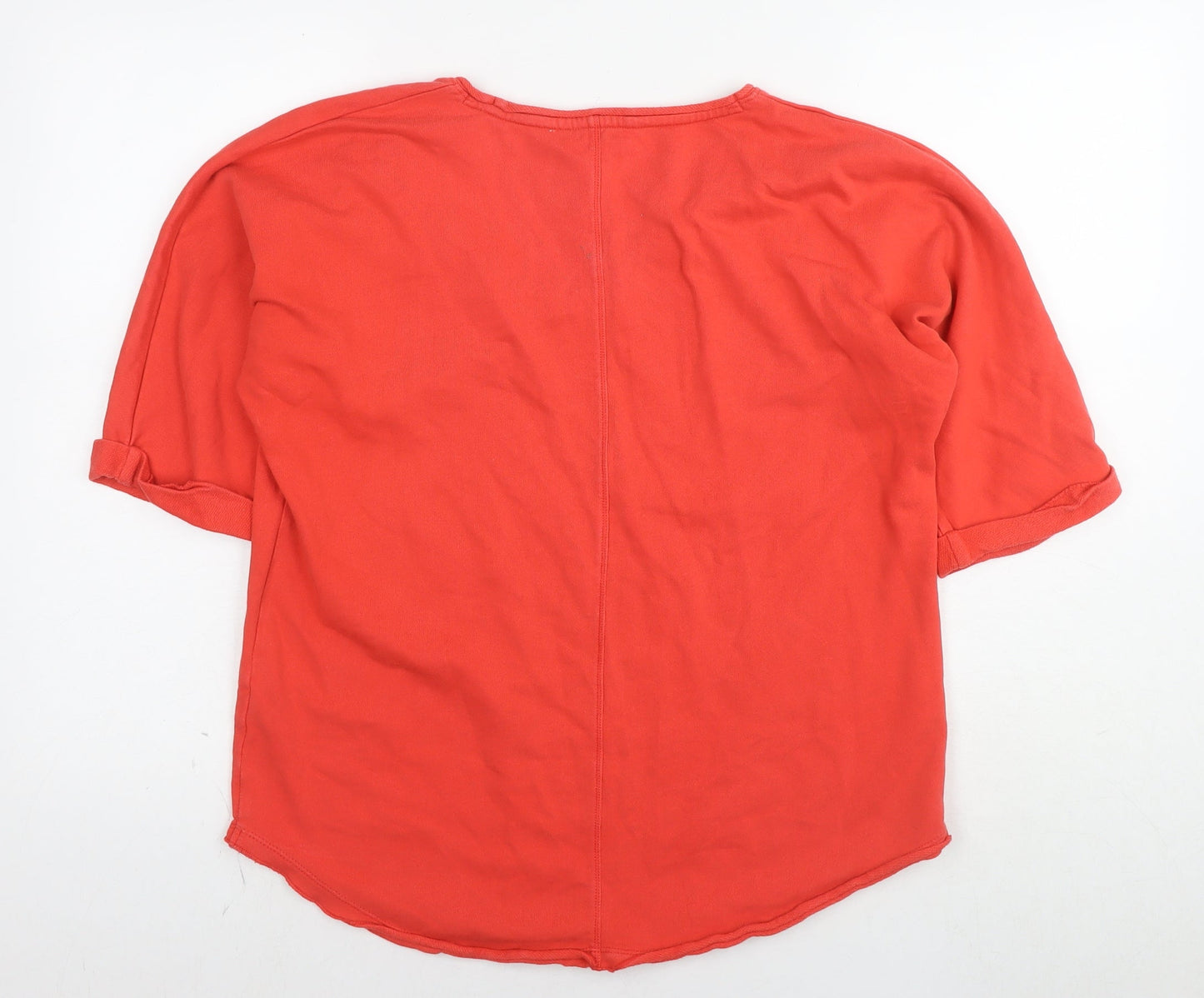 Marks and Spencer Womens Red Cotton Basic T-Shirt Size 10 V-Neck
