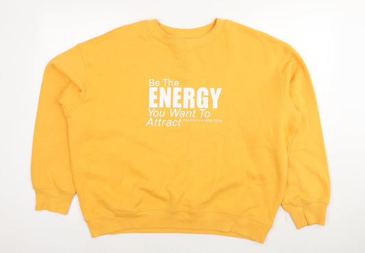 H&M Womens Yellow Cotton Pullover Sweatshirt Size M Pullover - The energy you want to attract