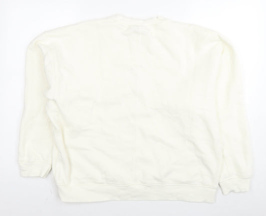 Topshop Womens White Cotton Pullover Sweatshirt Size XS Pullover