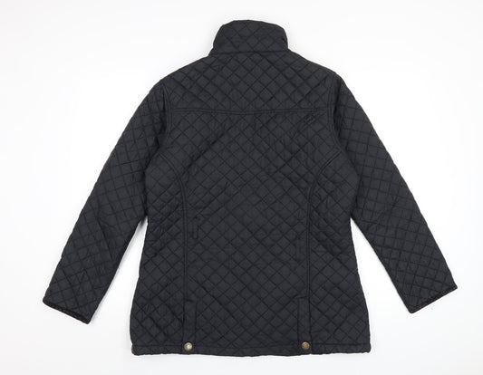 Sherwood Womens Black Quilted Coat Size 14 Zip