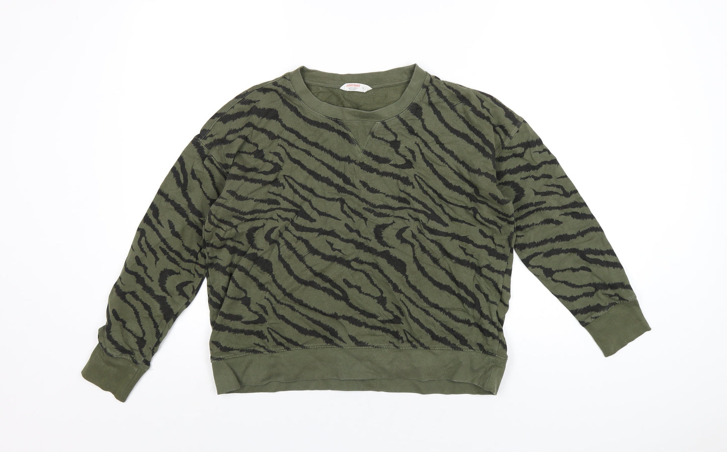 John Lewis Womens Green Animal Print Cotton Pullover Sweatshirt Size S Pullover