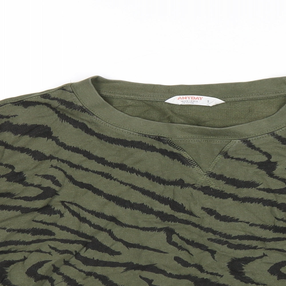John Lewis Womens Green Animal Print Cotton Pullover Sweatshirt Size S Pullover