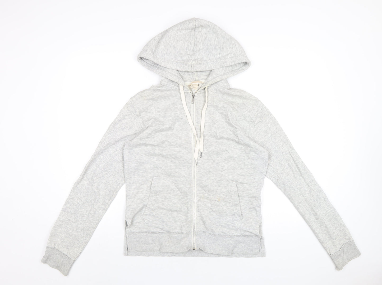 H&M Womens Grey Cotton Full Zip Hoodie Size S Zip