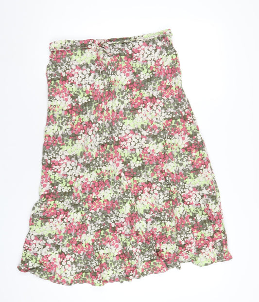 Classic Womens Multicoloured Geometric Viscose A-Line Skirt Size 14