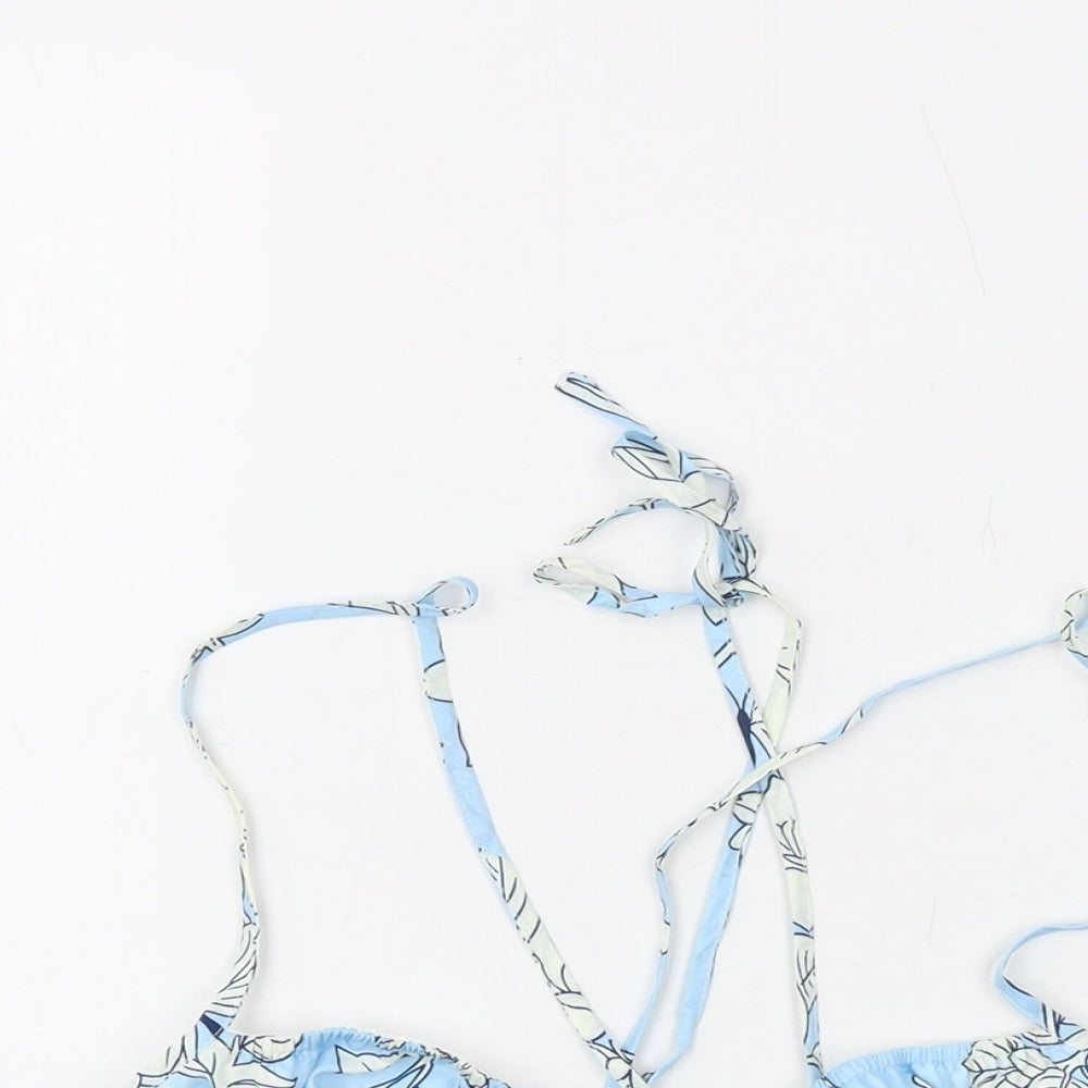 Cider Womens Blue Floral Polyester Cropped Tank Size S Round Neck