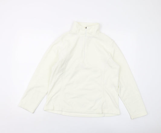 Lands' End Womens Ivory Polyester Pullover Sweatshirt Size M Zip
