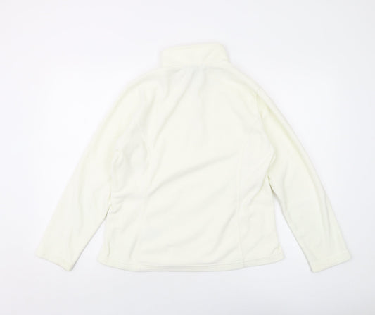 Lands' End Womens Ivory Polyester Pullover Sweatshirt Size M Zip