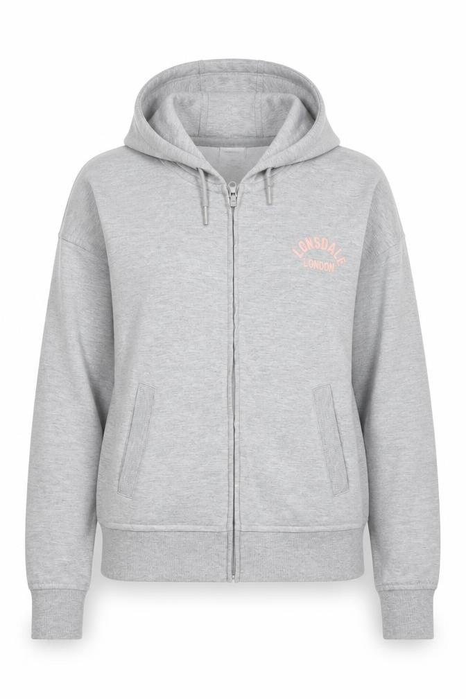 Womens UK 12 Regular Lonsdale Grey Full Zip Hoodie